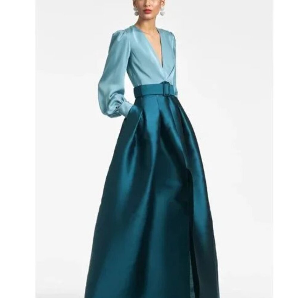 Sachin & Babi Zoe Gown in Seaglass/Deep Teal